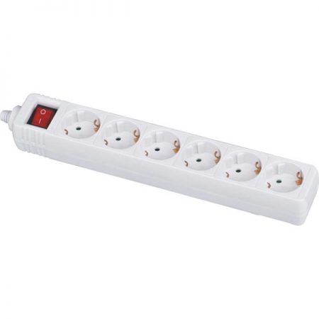 EU German Power Strip 6-Outlet with Child Protector 2 Pole Switch, Custom Long Power Cords