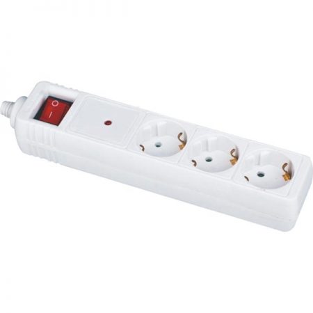 German Power Strip 3-Outlet European Surge Protector with Child Protector, Earthing Protection Custom Long Power Cords