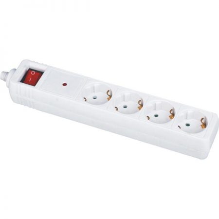 German Power Strip 4-Outlet European Surge Protector with Child Protector, Earthing Protection Custom Long Power Cords