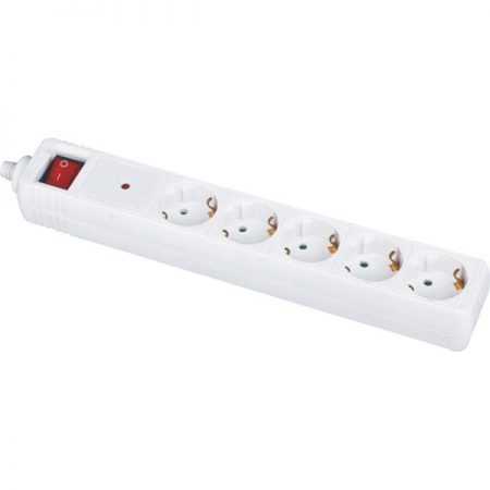 German Power Strip 5-Outlet European Surge Protector with Child Protector, Earthing Protection Custom Long Power Cords