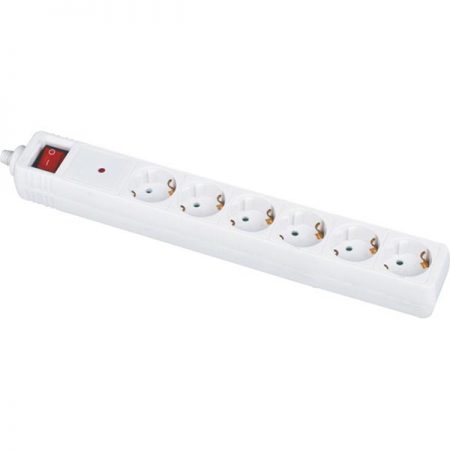 German Power Strip 6-Outlet European Surge Protector with Child Protector, Earthing Protection Custom Long Power Cords