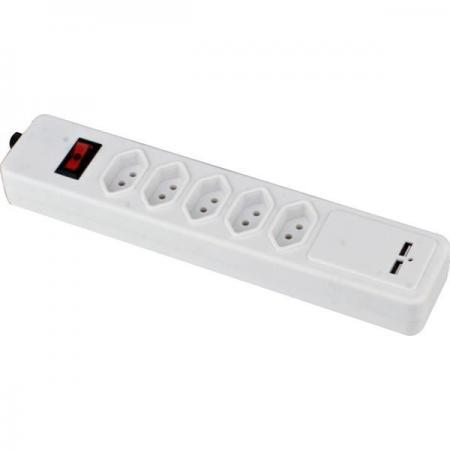 Manufacturer Base Brazil Power Strip Board 5-Outlet with 2 USB Charging Ports, Custom Long Power Cords