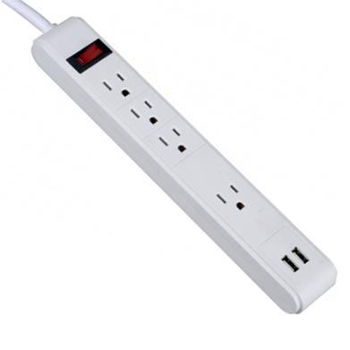 LTS-04A 3+1 Outlets Vertical Outlets Strip with USB Ports
