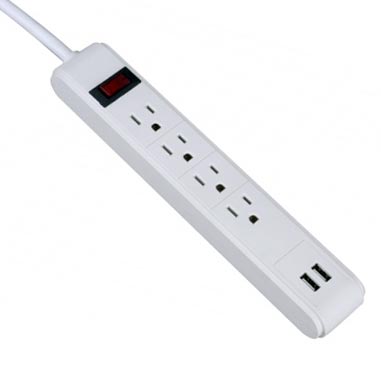 LTS-04C 4 Vertical Outlets Power Strip with USB ports