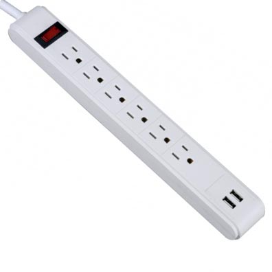 LTS-6J 6 Vertical Outlet Arrangement Power Strip with USB Ports