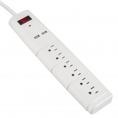 LTS-02 6 Outlets Surge Protected Power Strip with USB Ports