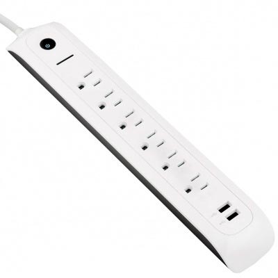 LTS-6A 6 Outlets Built-in AC Surge Protection and Circuit Breaker Button  Power Strip with USB Ports