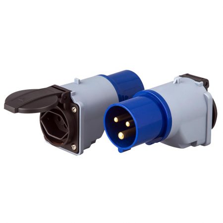 IEC 60309 Plug Hookup Adapter to Switzerland Type J Receptacle for Tent/ Motorhome/ Caravan/ Camping IP44