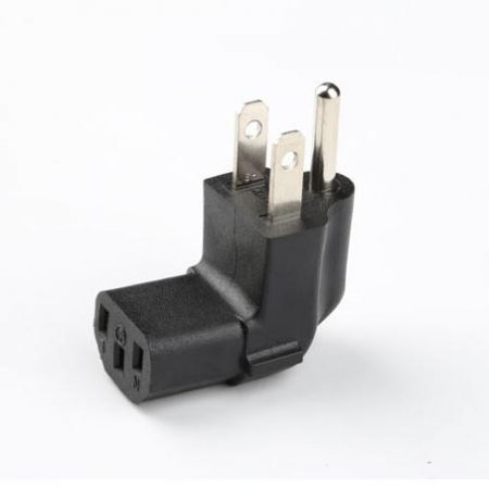 IEC C13 Angle to NEMA 5-15 USA 3-Prong Molded Plug Adapter UL Listed