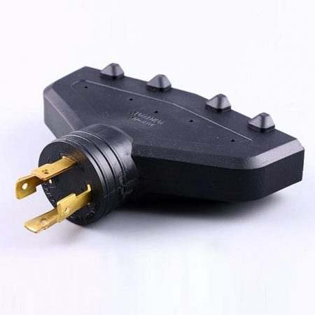 NEMA 5-20R/15R 20Amp T-Blade to NEMA L14-30P 30Amp 4-Prong Locking Plug Adapter