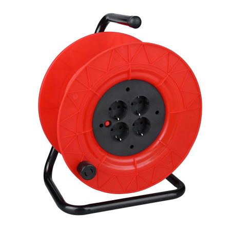 European Cable Reel Thermal Cut-out, Schuko Plug, 4-Way Socket-Outlets with Shutters Custom Length Cable IP20 CE，GS Approved