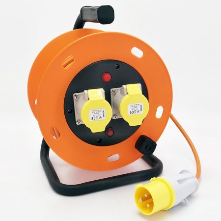IEC 60309 Plug 16 Amp 2-Way Outlet Cable Reel for Tent/Motorhome/Caravan Hookup Lead/ Cable/ Wire Custom Length Cable CE Approved