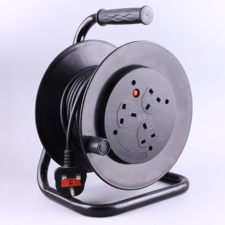 UK Cable Reel 3-Outlet Plastic Extension Cord Reel with Custom Length Cable