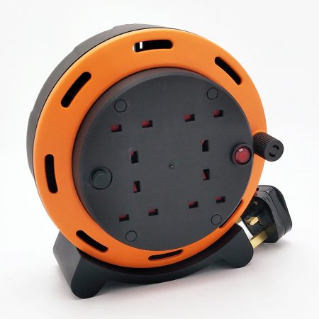 UK Mains Cable Reel 4-Outlet Extension Cord Reel 25m Max 50 Meters Power Supply Cords