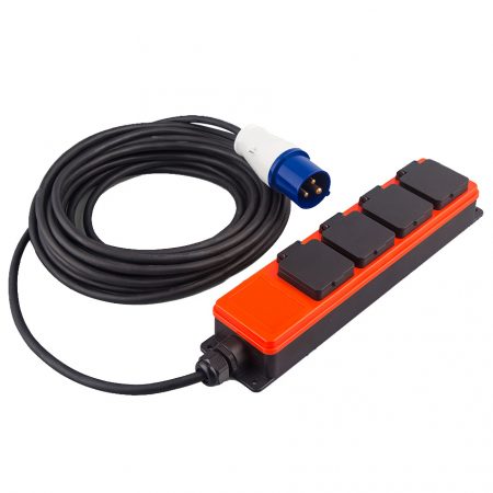 Extension Adapter Cord 4 Outlet Germany, France, Britain, Denmark, Switzerland, Australia, US Socket IEC 60309 Plug