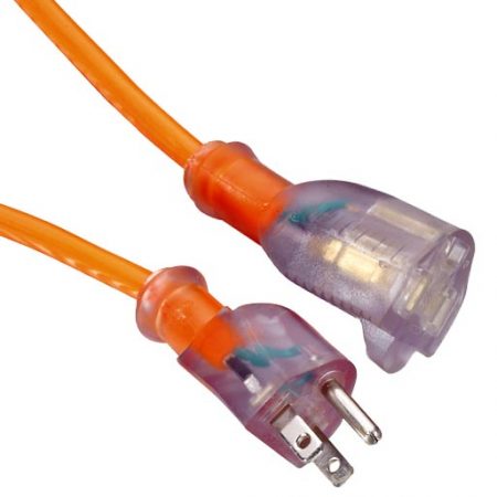 America Insulated Outdoor Extension Cord with Lighted End, NEMA 5-15 3-Prong, Custom Long, Color, UL Listed