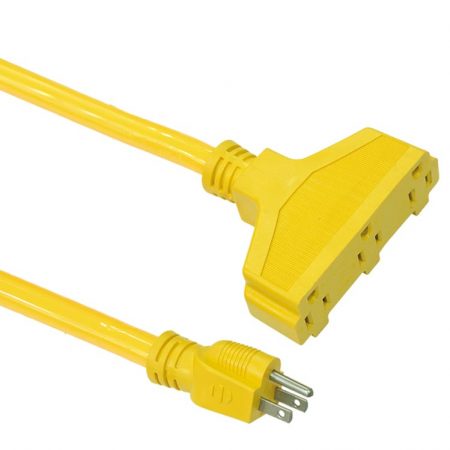 Outdoor Extension Cord Triple Outlet Heavy Duty Custom Long  PVC / TPE / Rubber Sheathed Flexible Cable UL Listed