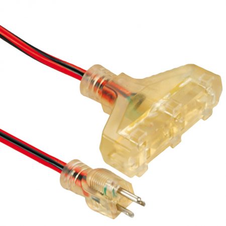 Outdoor Extension Cord Triple Outlet Heavy Duty Custom Length, Color PVC / TPE / Rubber Flexible Cable Lighted End UL Listed