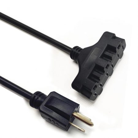 Heavy Duty Outdoor Generator 3 Conductor Triple Tap Extension Cord Custom Long  PVC / TPE / Rubber Cable UL Listed