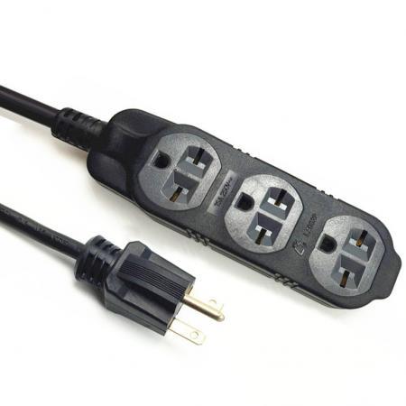 Manufacturer Base Extension Cord Triple Outlet NEMA 6-15P  15 Amp 250 Volt AC Custom Long Power Cords, UL Listed