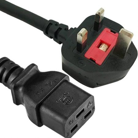 UK Plug to IEC 60320 C19 Power Cord, AC Power Cable For Servers and PDU with Custom Length / Color