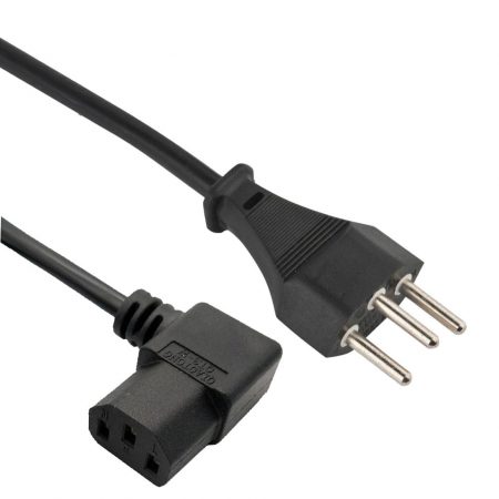 Swiss Plug IEC C13 Right Angle (Left) Monitor Power Cord ( PC Power Cord / Computer Power Cord / AC Power Cable ) in Custom Length