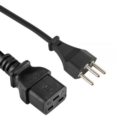 Switzerland Plug to IEC 60320 C19 Power Cord, AC Power Cable For Servers and PDU with Custom Length / Color,SEV Certified