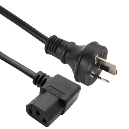 Australia Plug IEC C13 Right Angle (Left) Monitor Power Cord ( PC Power Cord / Computer Power Cord / AC Power Cable ) in Custom Length