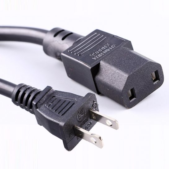US Power Supply Cord NEMA 1-15P IEC 60320 C17 Power Cord Custom Length / Color, UL Listed