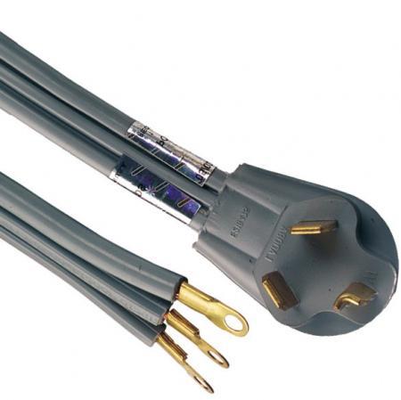 Manufacturer Base 3-pole 3-wire Dryer Cord 30 Amp NEMA 10-30P Flat Cord, UL Listed
